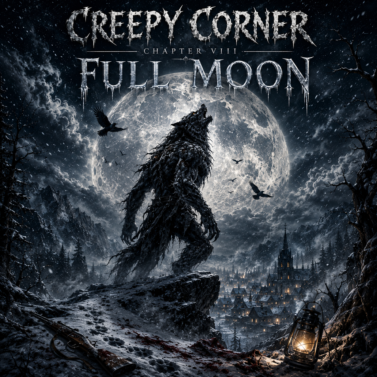 Chapter VIII – Full Moon album cover, featuring a werewolf howling beneath a frozen moon